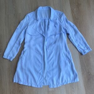 Peacebird Womens Blue Lightweight Duster Jacket Open Front Long Sleeve Size S